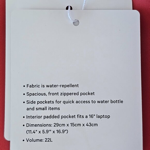 NWT LULULEMON DTRE Desert Red Lightweight Everywhere Backpack One Size OS - Picture 11 of 11